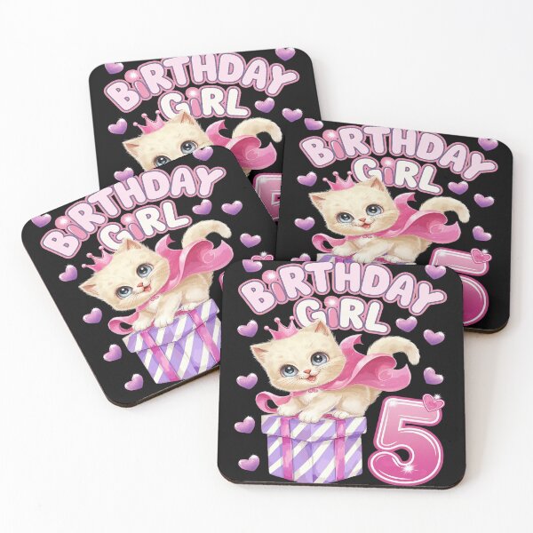 Item preview, Kids 5th Birthday, Girl 5 Year, Kitten, Number 5  designed and sold by CombatTask.