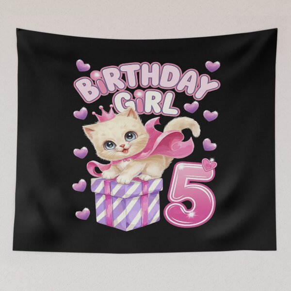 Item preview, Kids 5th Birthday, Girl 5 Year, Kitten, Number 5  designed and sold by CombatTask.