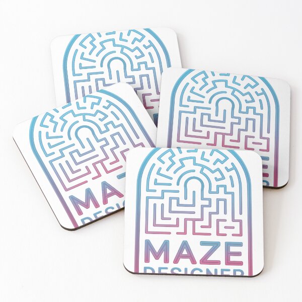 Item preview, Neon arched maze emblem with MAZE DESIGNER text on black designed and sold by Creative88Art.