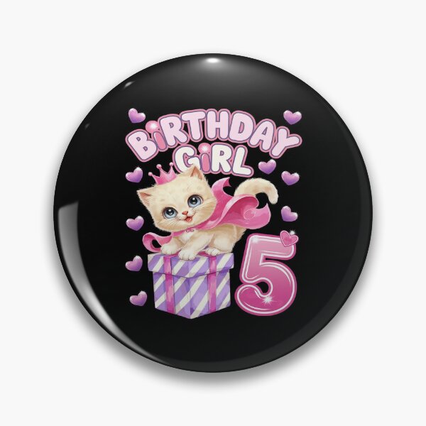 Item preview, Kids 5th Birthday, Girl 5 Year, Kitten, Number 5  designed and sold by AquaKiev.