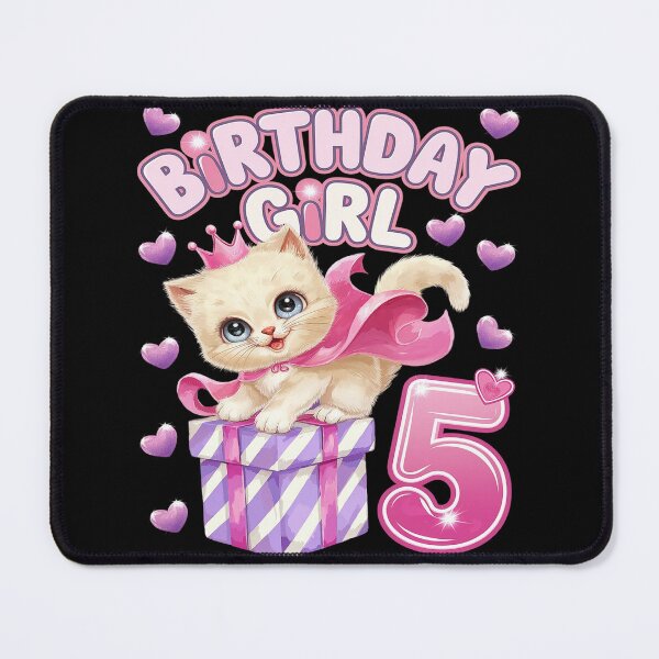 Item preview, Kids 5th Birthday, Girl 5 Year, Kitten, Number 5  designed and sold by AquaKiev.