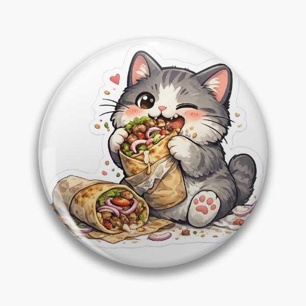 Artikelvorschau, Hungrige Katze mit Kebab-Aufkleber entworfen und verkauft von MemeowLand.