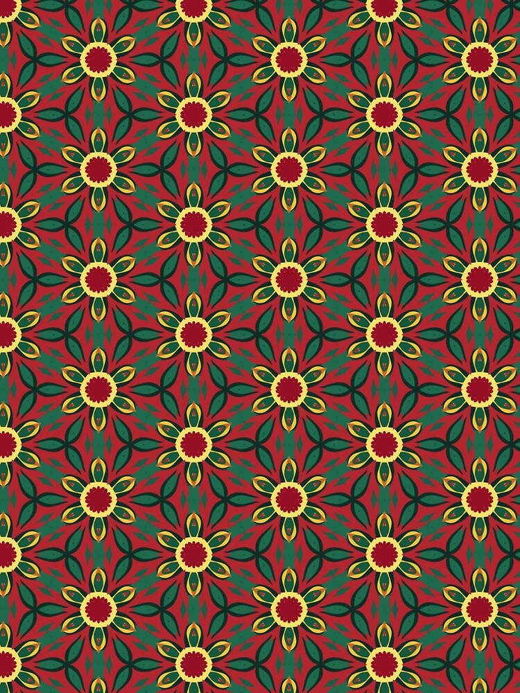 Aperçu 5 sur 5. Robe trapèze avec l'œuvre Mustard Gold Vintage Floral Geometric Pattern - Retro Boho Mid-Century Art créée et vendue par Rucku.