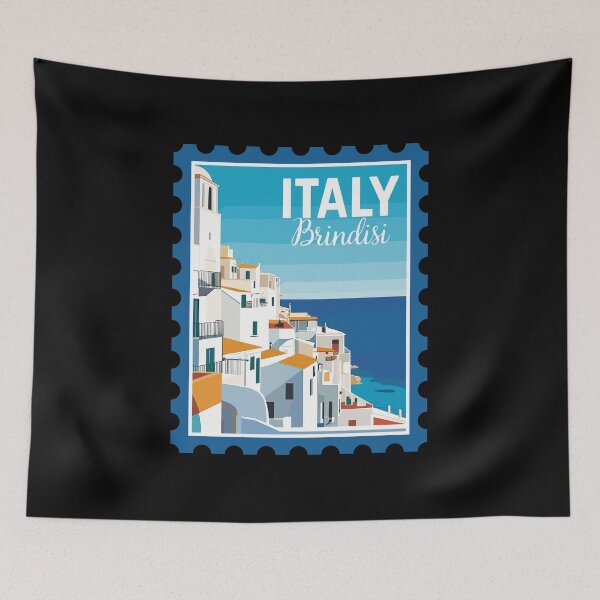 Item preview, Brindisi in Italy, Vintage Travel Stamp Illustration designed and sold by MaateoDesign.