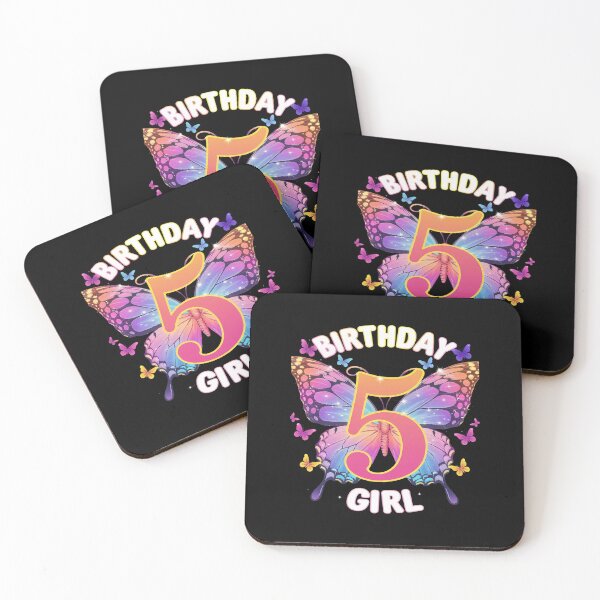 Item preview, Kids 5th Birthday, Girl 5 Years, Butterfly, Number 5  designed and sold by AquaKiev.