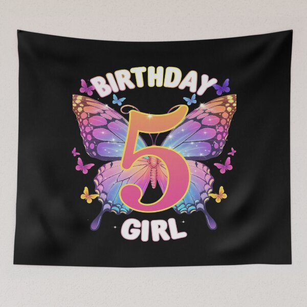Item preview, Kids 5th Birthday, Girl 5 Years, Butterfly, Number 5  designed and sold by AquaKiev.