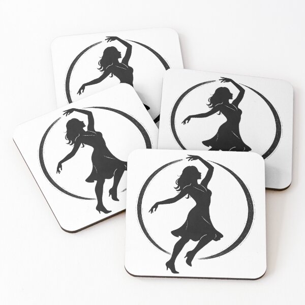 Item preview, Black and white silhouette of a dancing woman in a textured ring designed and sold by Creative88Art.