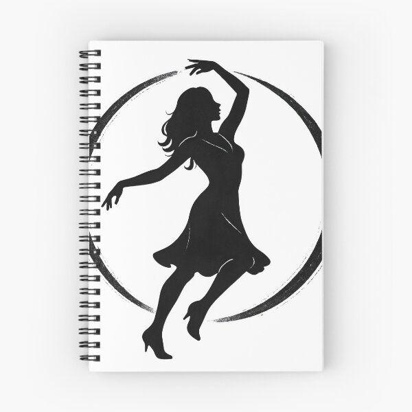 Item preview, Black and white silhouette of a dancing woman in a textured ring designed and sold by Creative88Art.