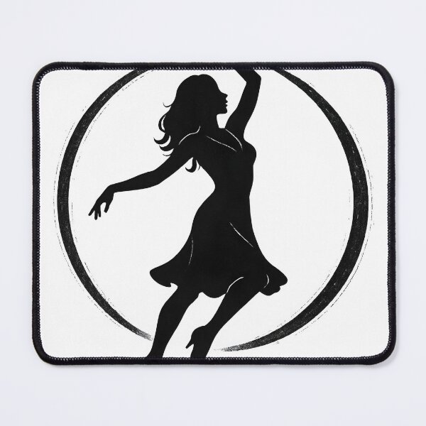 Item preview, Black and white silhouette of a dancing woman in a textured ring designed and sold by Creative88Art.