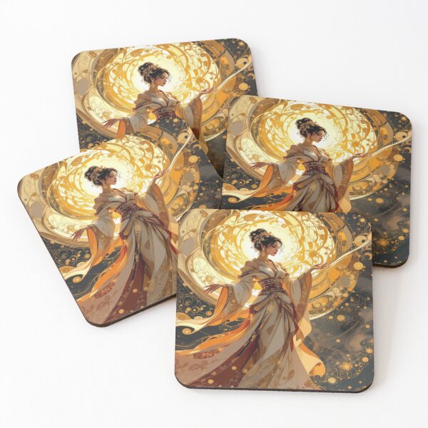 Item preview, Celestial Grace – Divine Woman in Gold Light meets fantasy elegance and mystical depth designed and sold by FotoworldEdel.