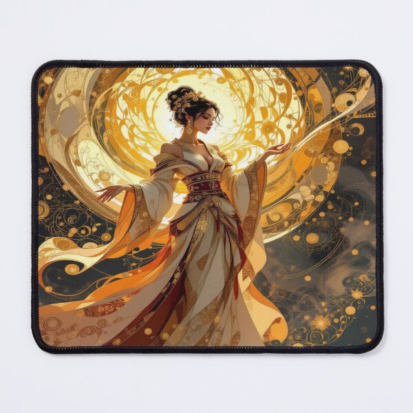 Item preview, Celestial Grace – Divine Woman in Gold Light meets fantasy elegance and mystical depth designed and sold by FotoworldEdel.