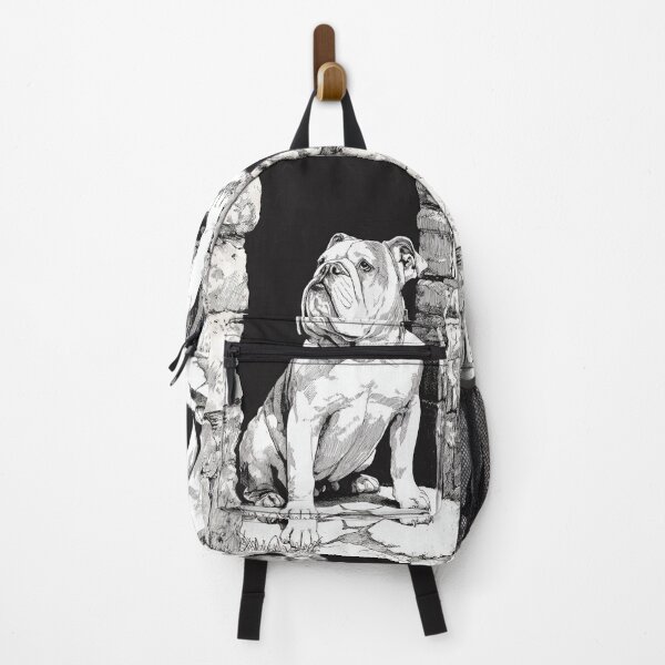 Item preview, A dignified Bulldog sitting by an old stone doorway, Dogs in Motion designed and sold by CDC40.