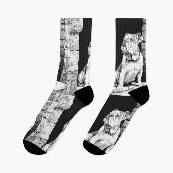 Item preview, A dignified Bulldog sitting by an old stone doorway, Dogs in Motion designed and sold by CDC40.