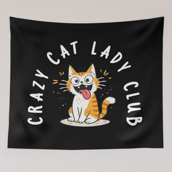 Item preview, Crazy Cat Lady Club Cat Doodle Saying designed and sold by CreareAT.