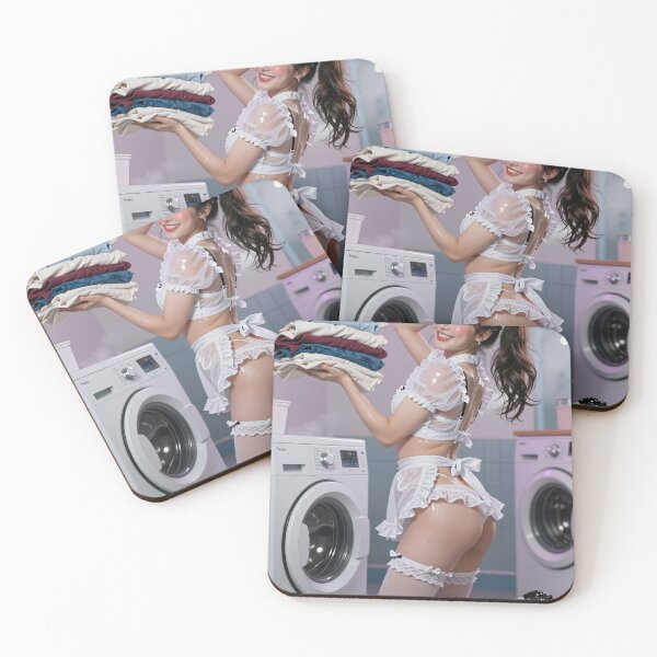 Item preview, Smiling maid with laundry balance in room designed and sold by CathryneDelamort.