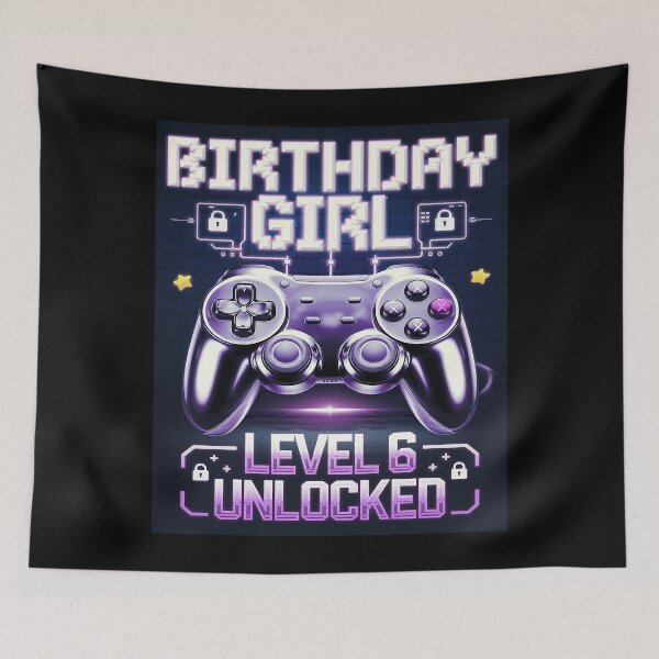 Item preview, Gamer Girl Level 6 Unlocked 6th Birthday Video Gamin designed and sold by PowAcademy.