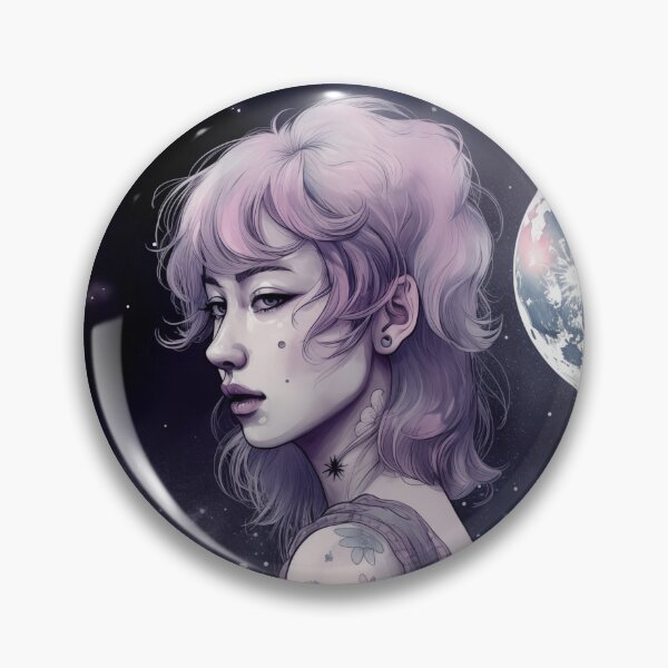 Item preview, Chica estética de cabello morado con luna llena designed and sold by SyberGen.