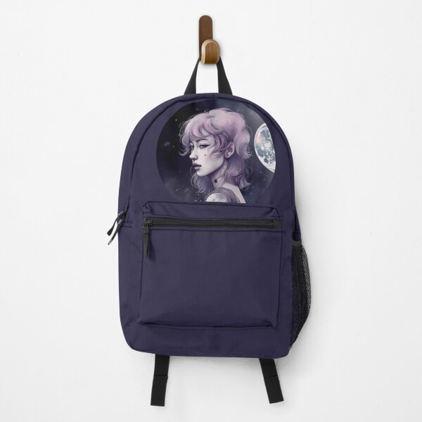 Item preview, Purple Hair Aesthetic Girl with Full Moon designed and sold by SyberGen.