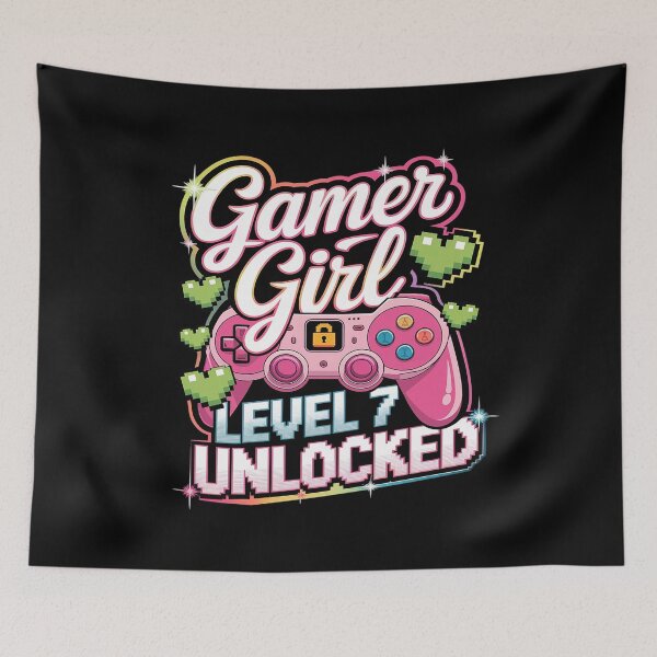 Item preview, Gamer Girl Level 7 Unlocked Video Game 7th Birthday  designed and sold by MythWoot.
