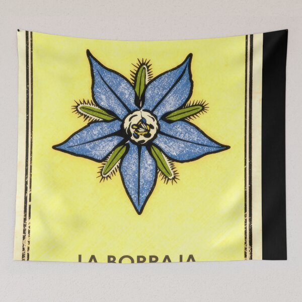 Item preview, Borage Starflower Blue Mexican Loteria Card designed and sold by ConcienciaEco.
