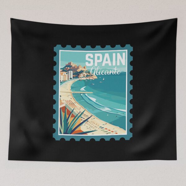 Item preview, Alicante in Spain, Vintage Travel Stamp Illustration designed and sold by MaateoDesign.