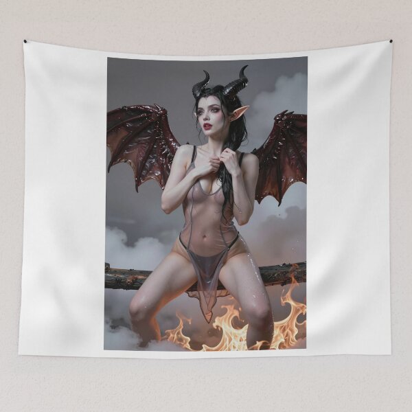 Item preview, Demon woman sheer lingerie fiery balance designed and sold by CathryneDelamort.