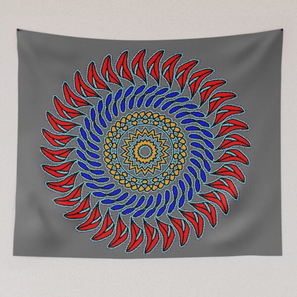 Item preview, "Pointillist Mandala with Starburst Core and Radiant Flame Petals" designed and sold by nighttime1990.