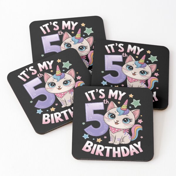 Item preview, Kids Its My 5th Birthday Unicorn Cat 5 Year Old Bday Girls Kids  designed and sold by CombatTask.