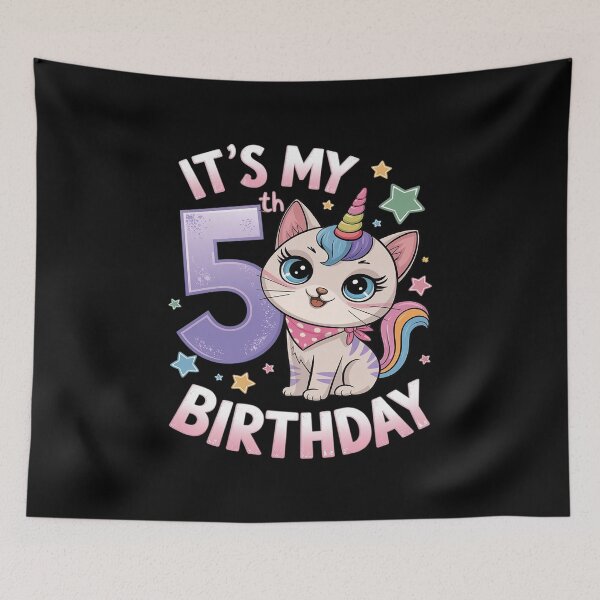 Item preview, Kids Its My 5th Birthday Unicorn Cat 5 Year Old Bday Girls Kids  designed and sold by CombatTask.