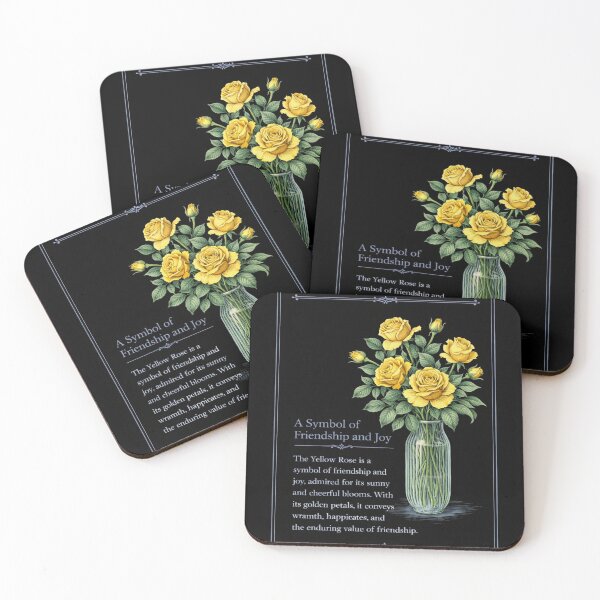 Item preview, Yellow Rose Botanical Print, Vintage Floral Illustration, Friendship and Joy on Black designed and sold by Prayful.