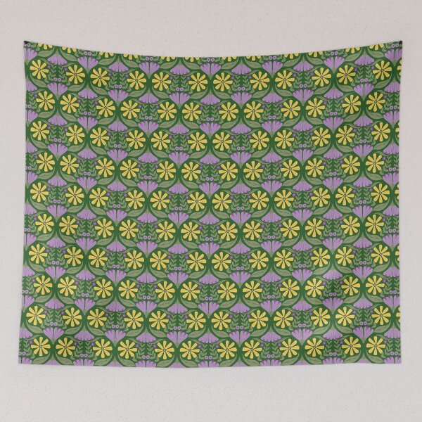 Item preview, Purple Yellow Flower Bloom Ogee Pattern designed and sold by ArtNoveltee.