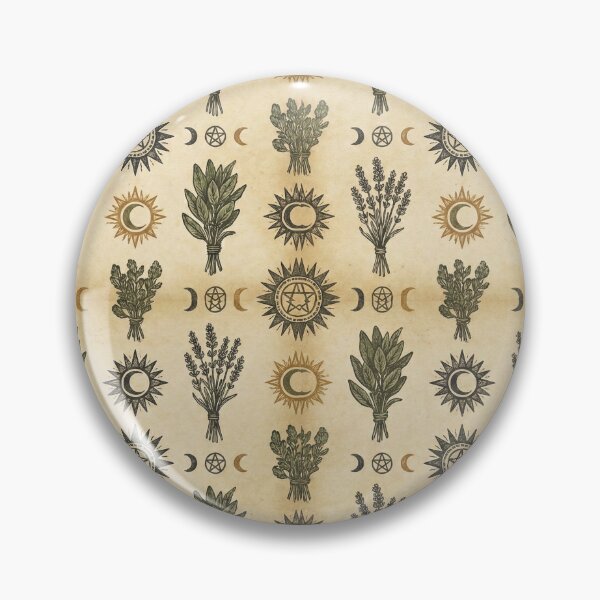 Item preview, Green Witch Herbalist Seamless Pattern: Sage, Lavender, and Solar Sigils Grimoire Art designed and sold by IndoPatterns.