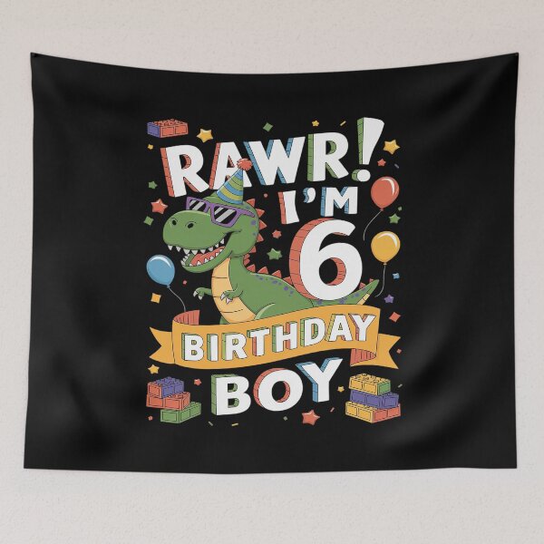 Item preview, Kids 6 Year Old Dinosaur Building Blocks 6th Birthday Boy  designed and sold by MythWoot.