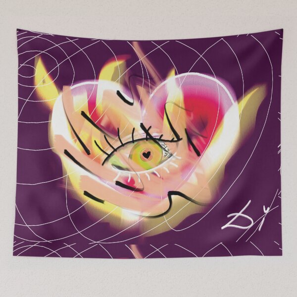 Item preview, Abstract green eye in heart burning in flames designed and sold by Dilyana Rumenova - Shantabella.