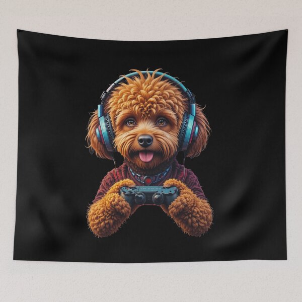 Item preview, cavapoo Playing Video Games for Mom Dad Kids designed and sold by SALI MANI.