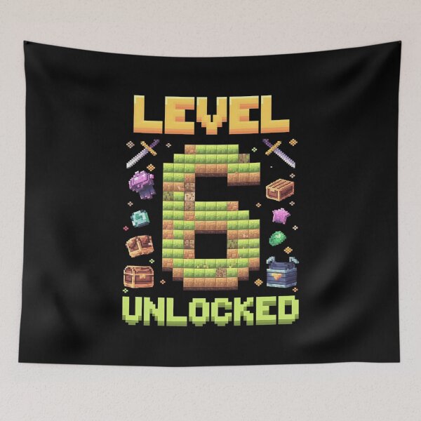 Item preview, Level 6 Unlocked Birthday Kid 6 Year Old 6th Birthday Pixel  designed and sold by AquaKiev.