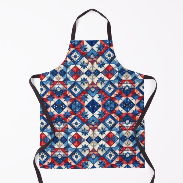 Item preview, American Vintage Quilt Red White and Blue Seamless Repeat designed and sold by Sharon Schwalbe.