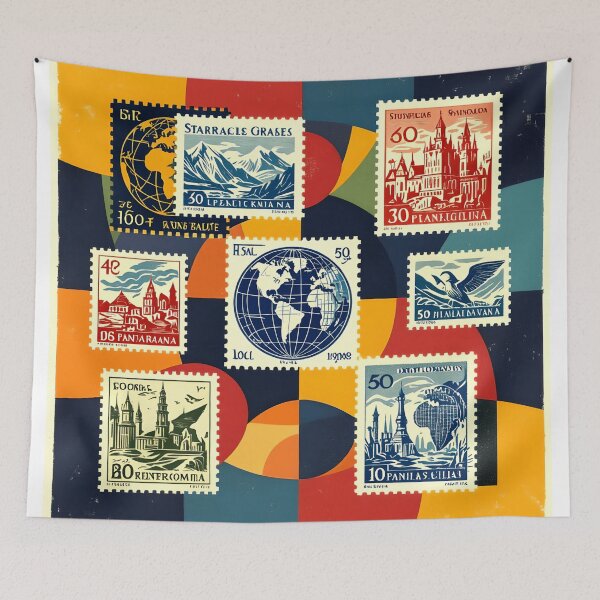 Item preview, postage stamp abstract colorful design designed and sold by SmashingDeals.