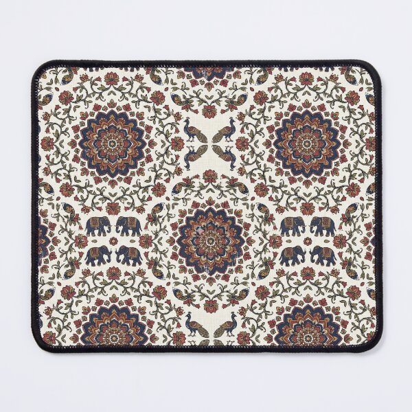 Item preview, Royal Elephant & Peacock Seamless Pattern - Vintage Indian Block Print Heritage Art designed and sold by IndoPatterns.