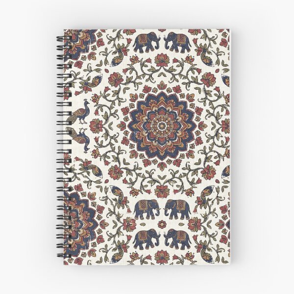 Item preview, Royal Elephant & Peacock Seamless Pattern - Vintage Indian Block Print Heritage Art designed and sold by IndoPatterns.