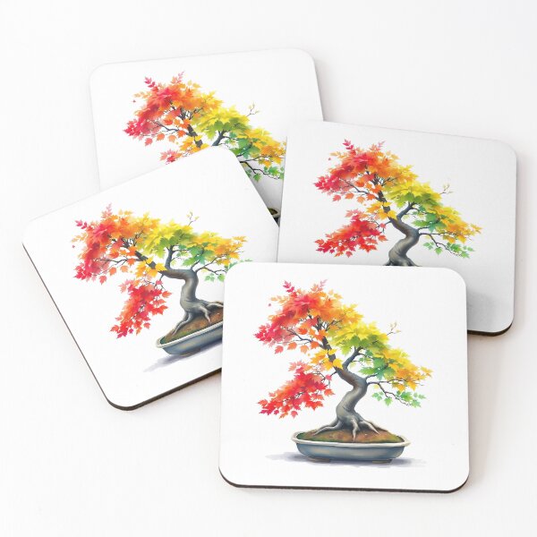 Item preview, Autumn Bonsai Watercolor – Red and Yellow Fall Bonsai Tree Lovers Art designed and sold by Artycom.