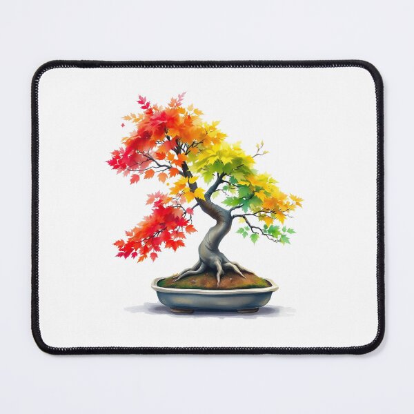 Item preview, Autumn Bonsai Watercolor – Red and Yellow Fall Bonsai Tree Lovers Art designed and sold by Artycom.