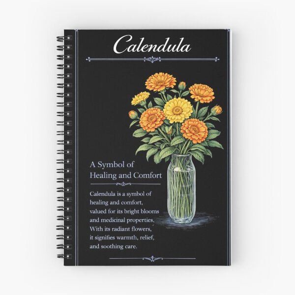Item preview, Calendula Botanical Print, Vintage Floral Illustration, Healing and Comfort on Black designed and sold by Prayful.