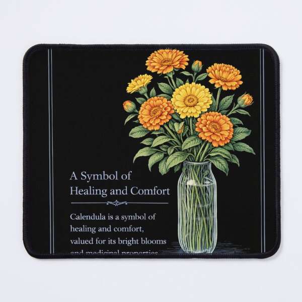 Item preview, Calendula Botanical Print, Vintage Floral Illustration, Healing and Comfort on Black designed and sold by Prayful.