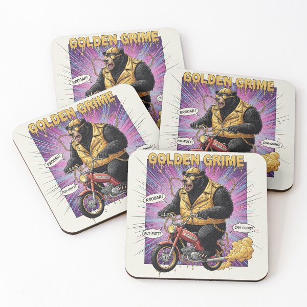 Item preview, Golden 80: Bear on a Mini-Bike – Tiny Gold Rebellion designed and sold by KawisStarr.