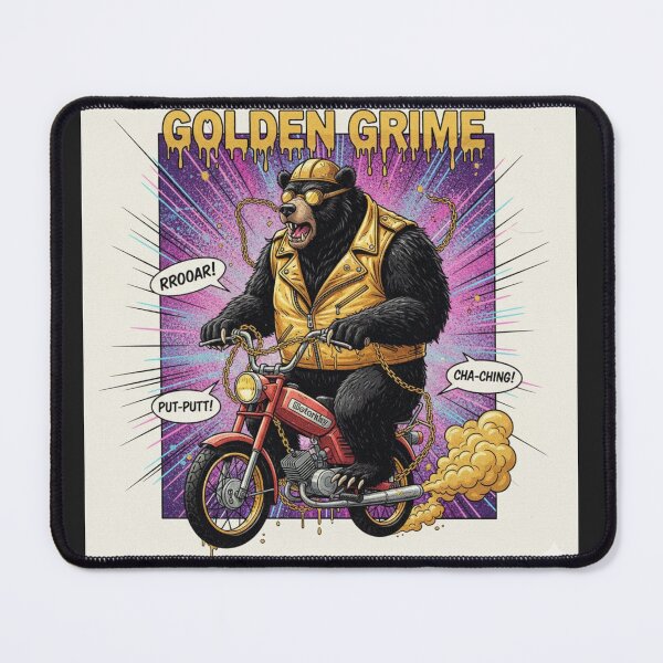 Item preview, Golden 80: Bear on a Mini-Bike – Tiny Gold Rebellion designed and sold by KawisStarr.