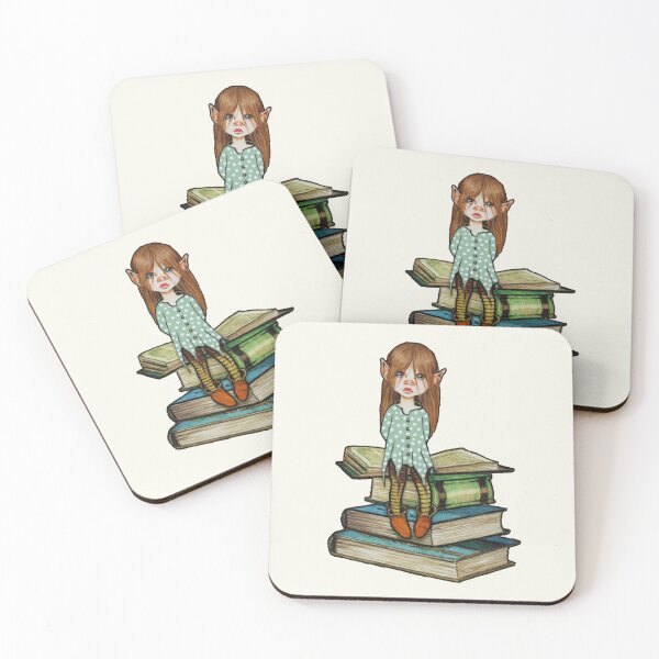 Item preview, Elf Girl Sitting on Stack of Books, Fantasy Art, Book Lovers designed and sold by JoyfulWhimsy.