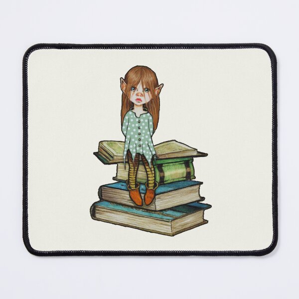 Item preview, Elf Girl Sitting on Stack of Books, Fantasy Art, Book Lovers designed and sold by JoyfulWhimsy.