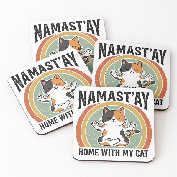 Item preview, Namast'ay Home With My Cat - Funny Retro Yoga Cat Lover designed and sold by WearTheArtx.