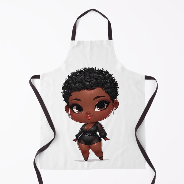 Aperçu de l'œuvre Fille noire aux formes généreuses de style chibi avec des cheveux courts naturels créée et vendue par Lulunza.